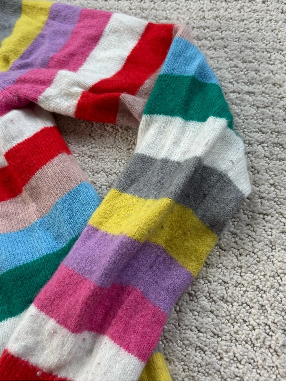 Mini Boden Girls' rainbow Striped wool blend cardigan sweater
